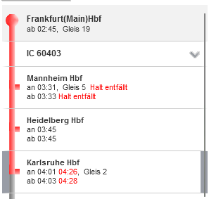 Der Zug hat Verspätung und Halt Mannheim Hbf entfällt.