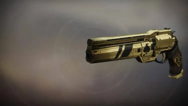 Ingame Bild des Ace of Spades (Pikass) Revolvers mit goldenem Shader.