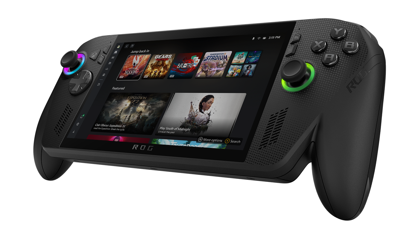Render des kommenden ASUS ROG Xbox Ally X mit ergonomischen Griffen.